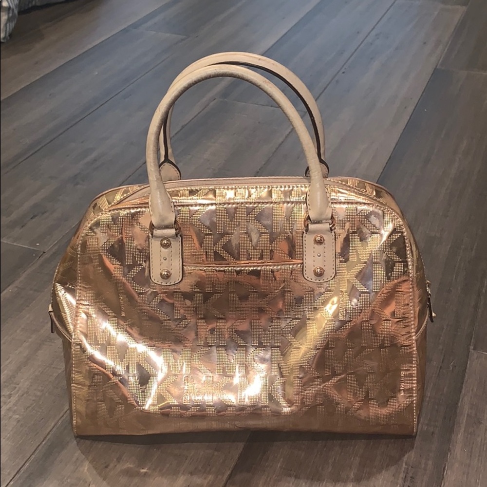 Michael kors rose gold metallic purse